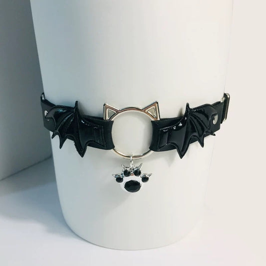 ロリータゴシック悪魔の翼と猫の爪ペンダントレザーレッグガーター太ももストラップ