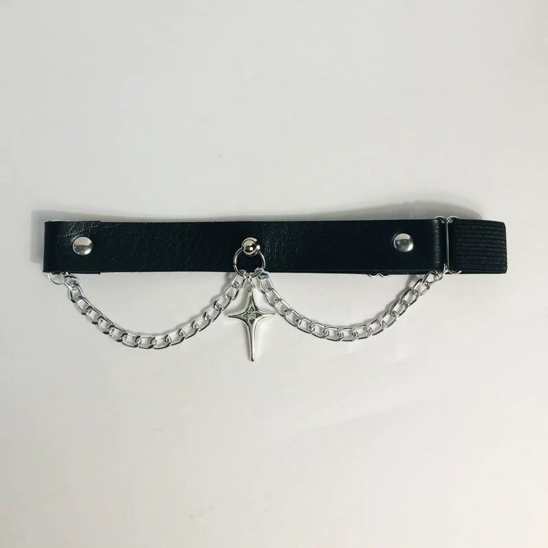 Lolita Y2K Punk Gothic Star Chain Leather Thigh Harness