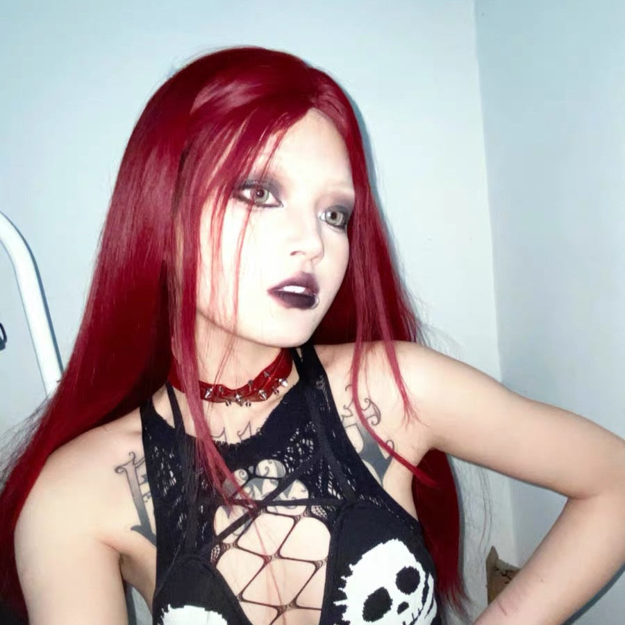 Dark Alternative Punk Irregular Snake-Pattern Leather Choker – Metal Accent Necklace