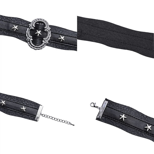 Rizznova Gothic Punk Star Pendant PU Leather Choker Necklace