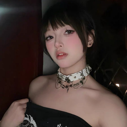 Rizznova Gothic Punk PU Leather Choker with Heavy Metal Hardware