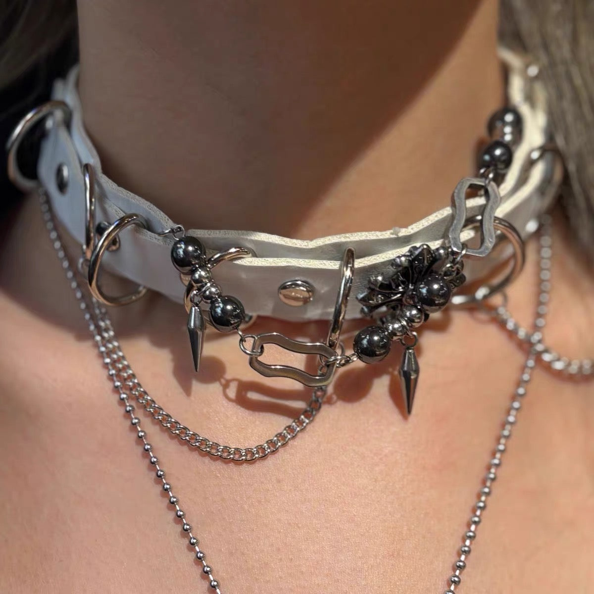 Rizznova Gothic Punk PU Leather Choker with Heavy Metal Hardware