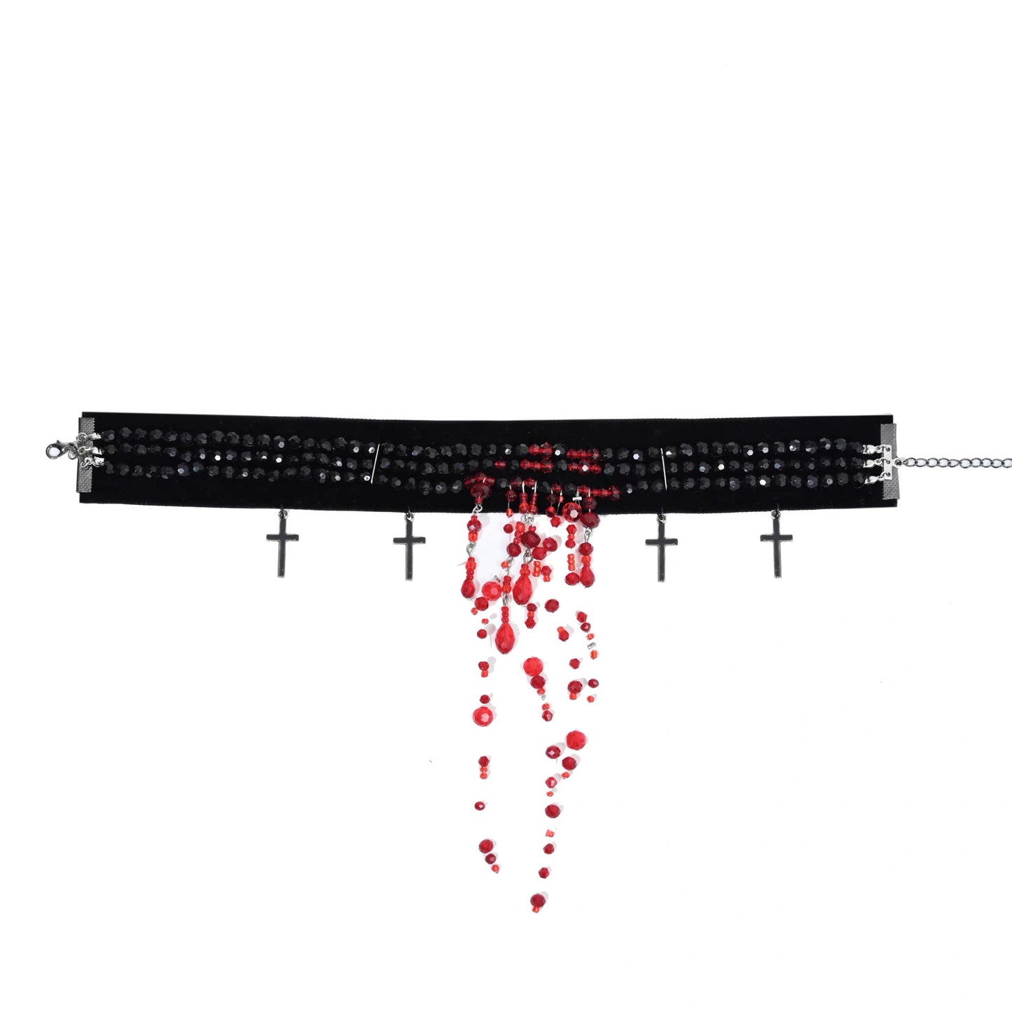 Rizznova Gothic Velvet Pearl Tassel Cross Choker Necklace