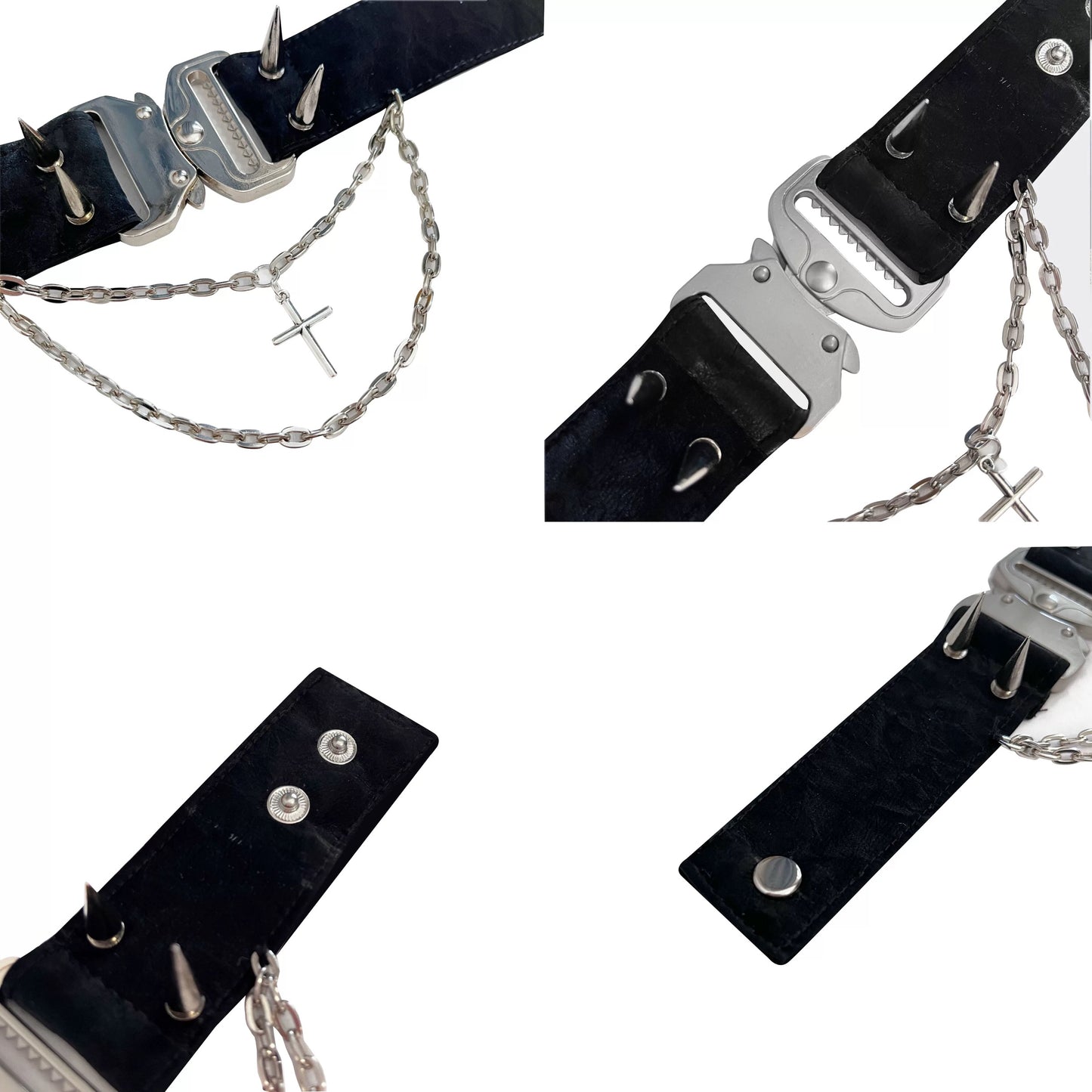 Rizznova Gothic Punk PU Leather Wristband with Metal Chains & Studs