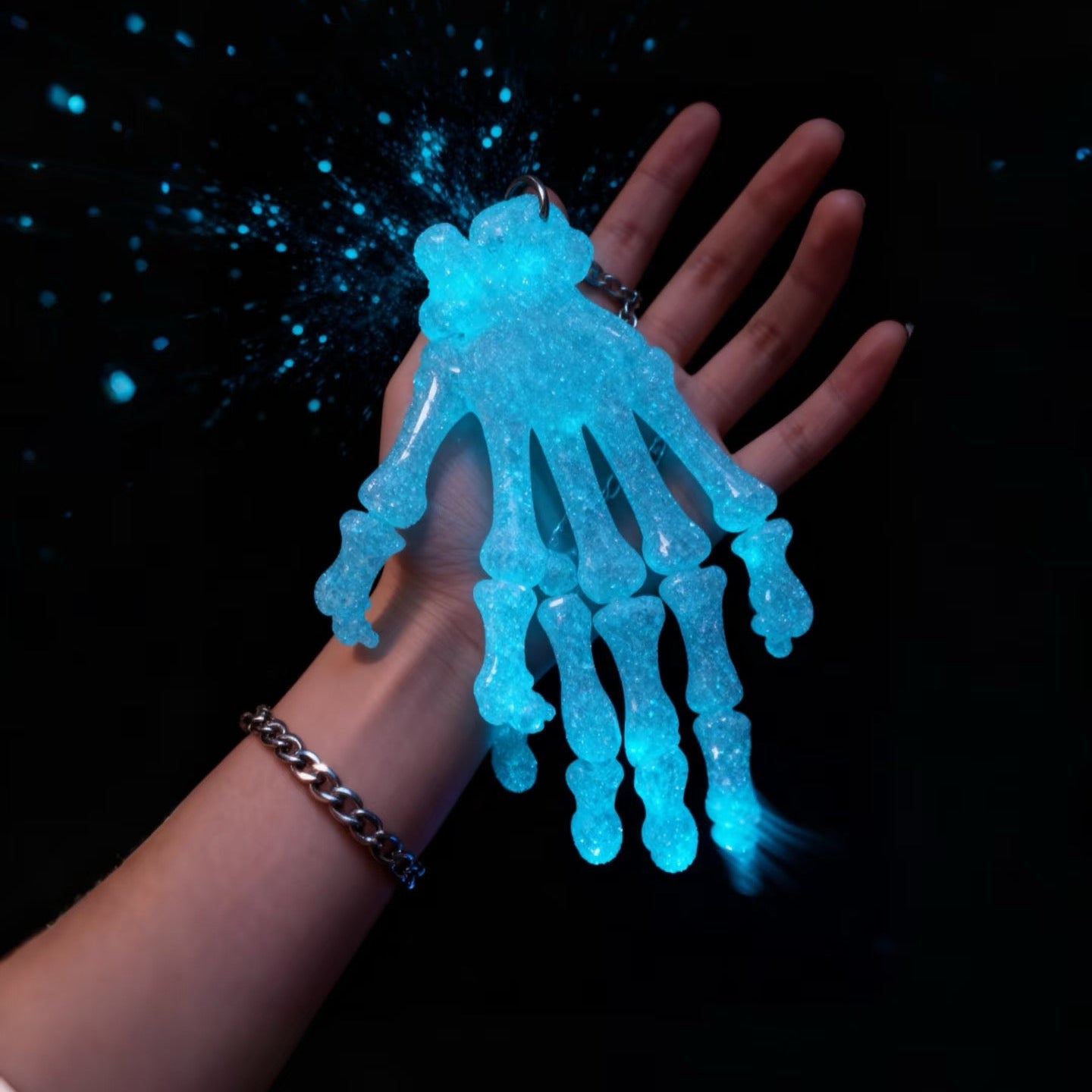3D Printed Glow Up Skull Hand Keychain