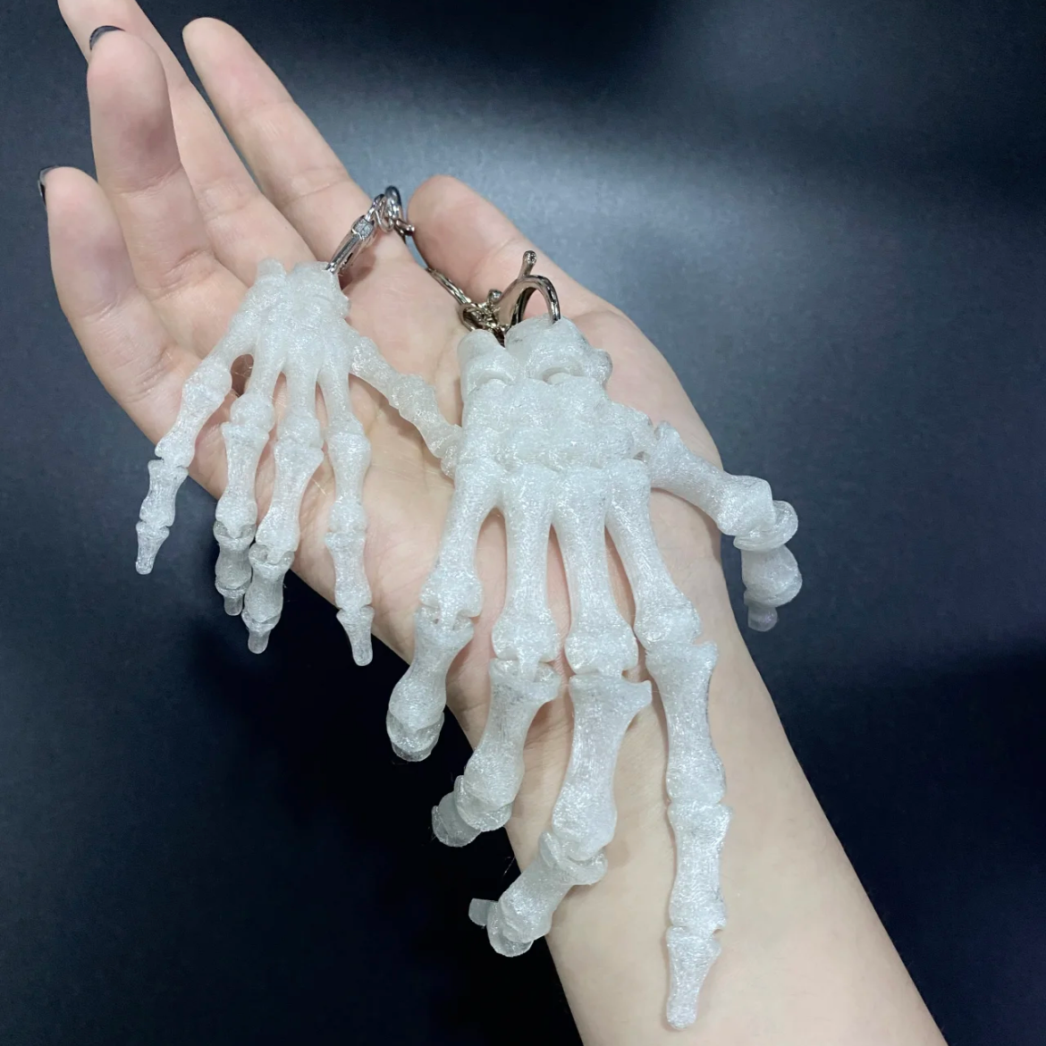 3D Printed Glow Up Skull Hand Keychain