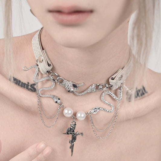 Original Snake PU Cross Choker