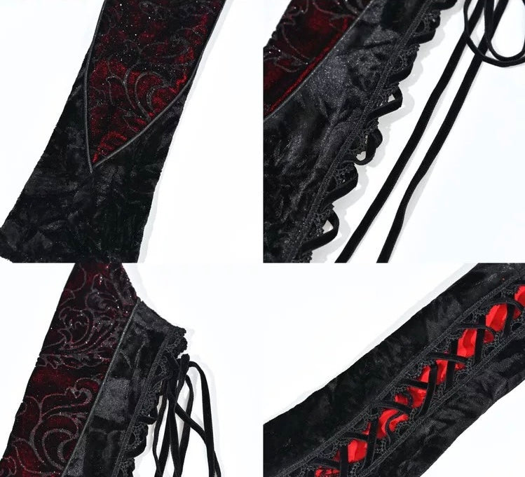 Gothic Velvet Lace-Up Arm Sleeves