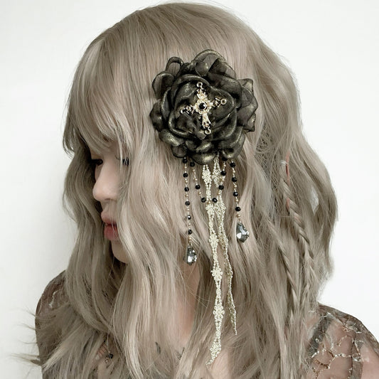 Baroque Rose Cross Hair Clip