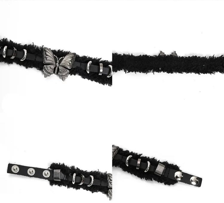 Distressed PU Metal Butterfly Bracelet