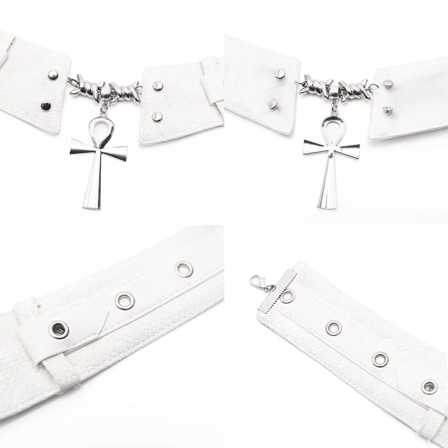Leather Thorn Cross Choker