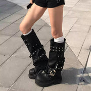 Studded Slouch Platform Rider Boots product image 3
