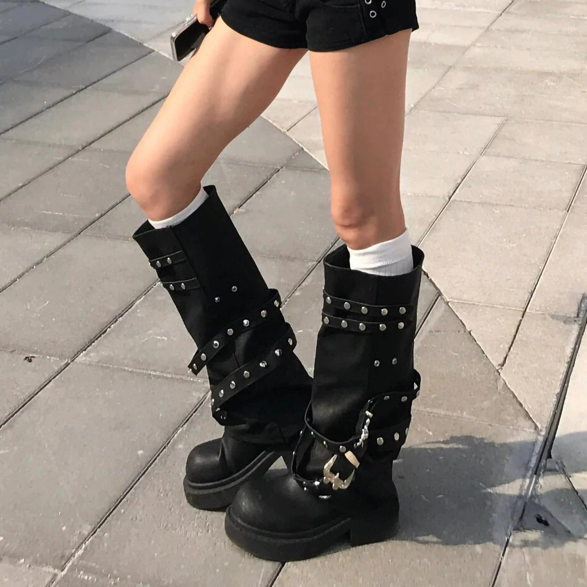Studded Slouch Platform Rider Boots product image 7