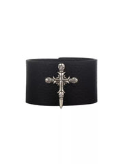 Skull Cross Wide Leather Wristband product image 1