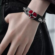 Blood-Red Heart Stud Leather Bracelet product image 2
