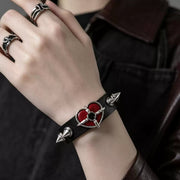 Blood-Red Heart Stud Leather Bracelet product image 3
