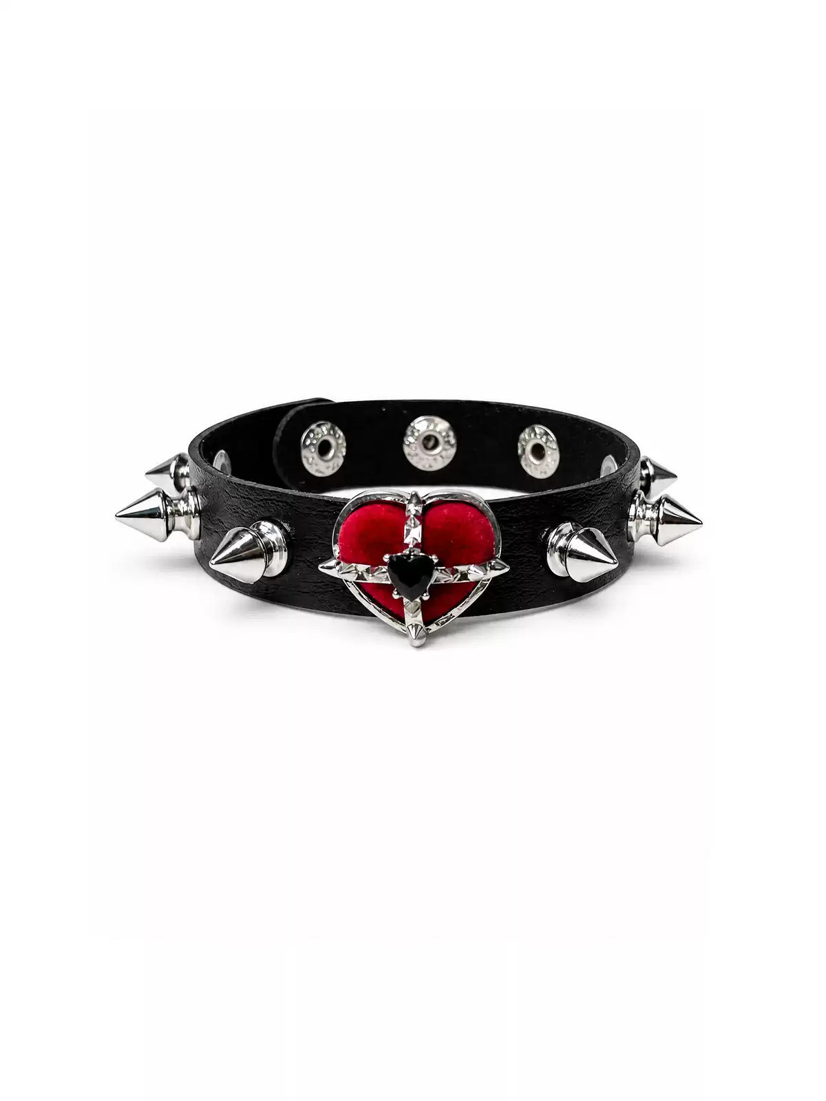Blood-Red Heart Stud Leather Bracelet product image 1
