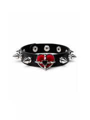 Blood-Red Heart Stud Leather Bracelet product image 1