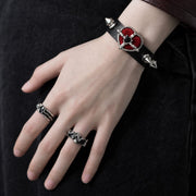 Blood-Red Heart Stud Leather Bracelet product image 4