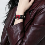 Blood-Red Heart Stud Leather Bracelet product image 5