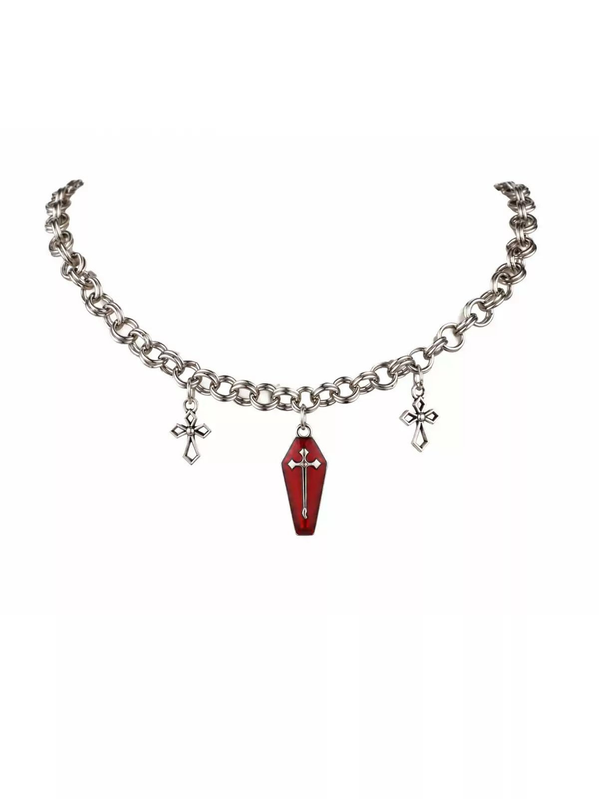 Red Crystal Cross Choker Necklace product image 1