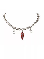 Red Crystal Cross Choker Necklace product image 1