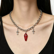 Red Crystal Cross Choker Necklace product image 2