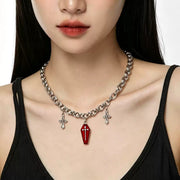 Red Crystal Cross Choker Necklace product image 4