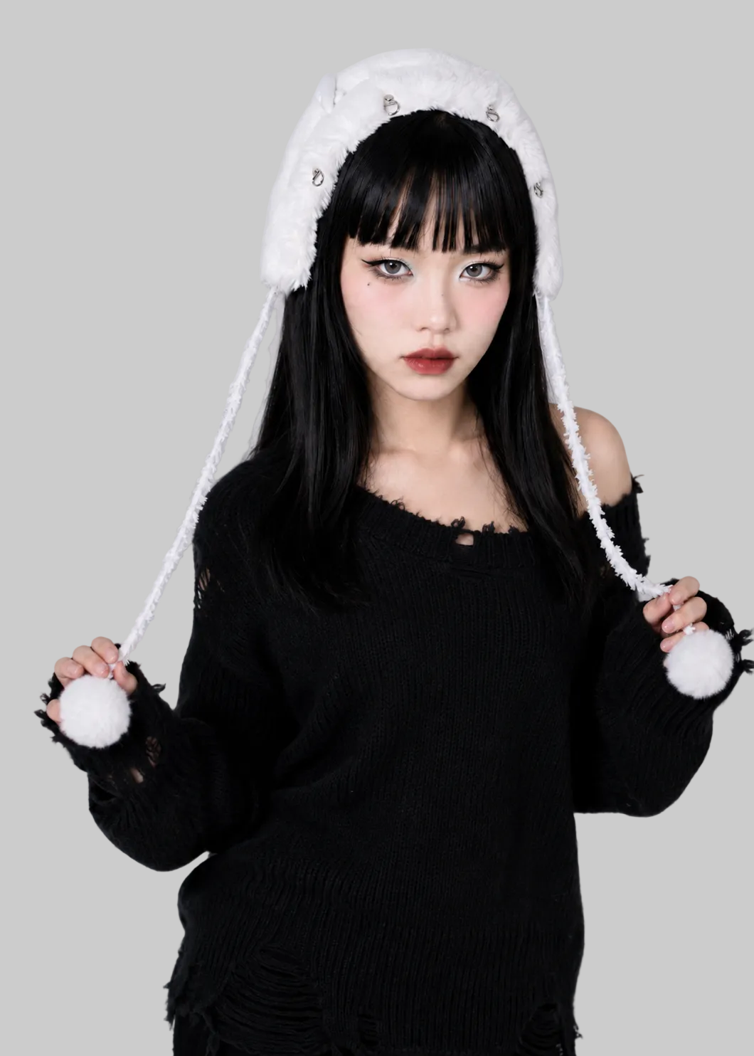 White Punk Plush Hat alternative model view