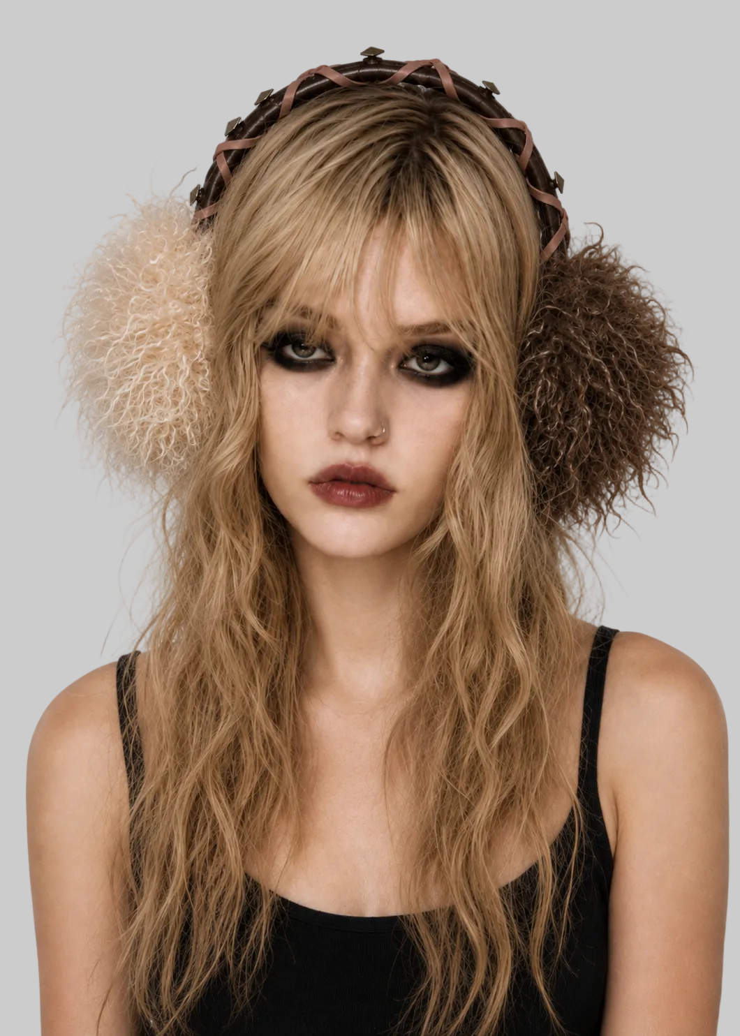 Brown Faux-Shearling Earmuffs detail view