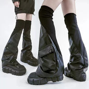 Ribbed Pocket PU Over-Knee Leg Warmers product image 1