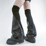 Ribbed Pocket PU Over-Knee Leg Warmers product image 4