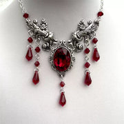 Crimson Rhinestone Tassel Gothic Necklace product image