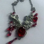 Crimson Rhinestone Tassel Gothic Necklace product image