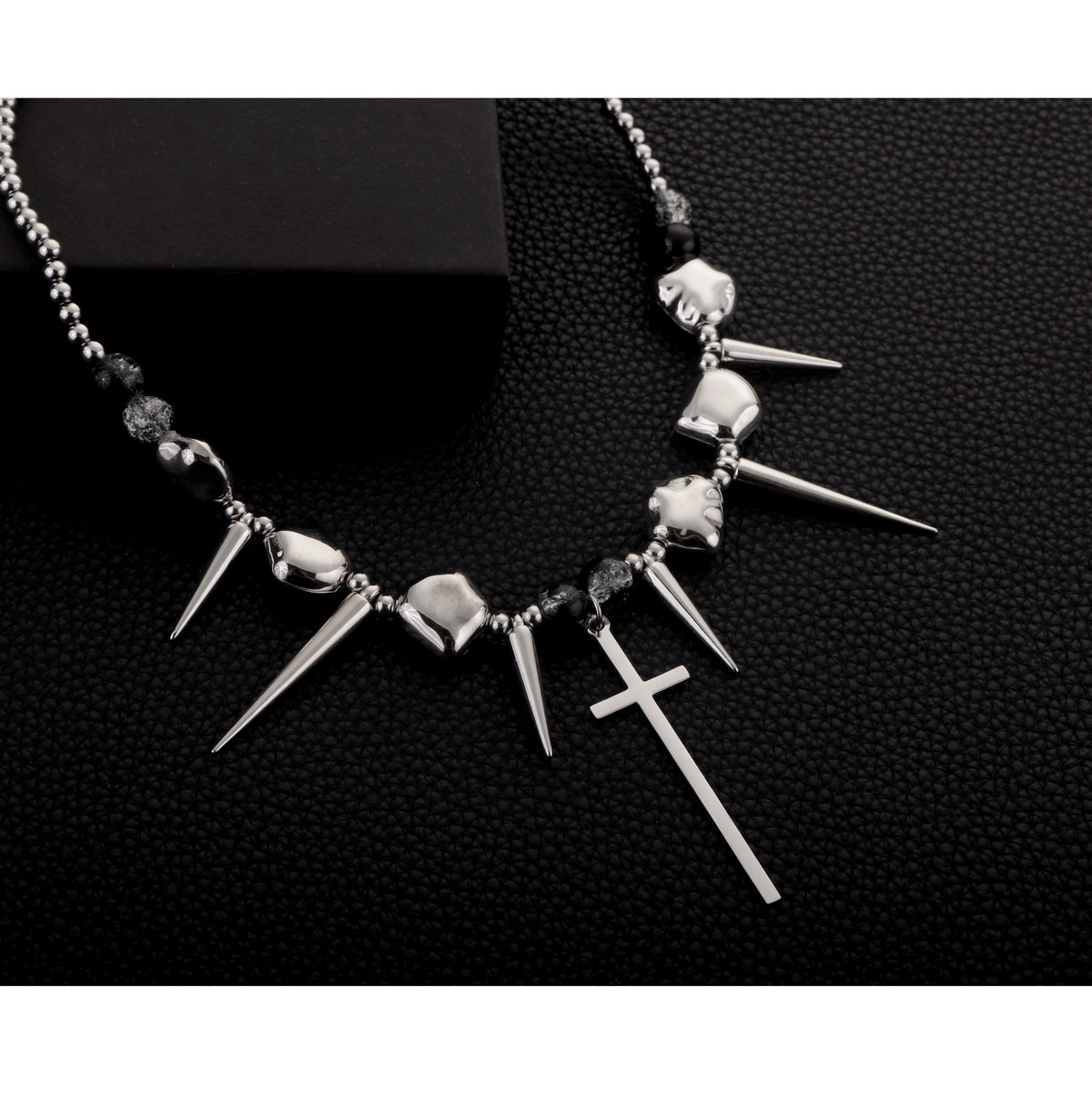 Titanium Steel Spike Cross Necklace product image