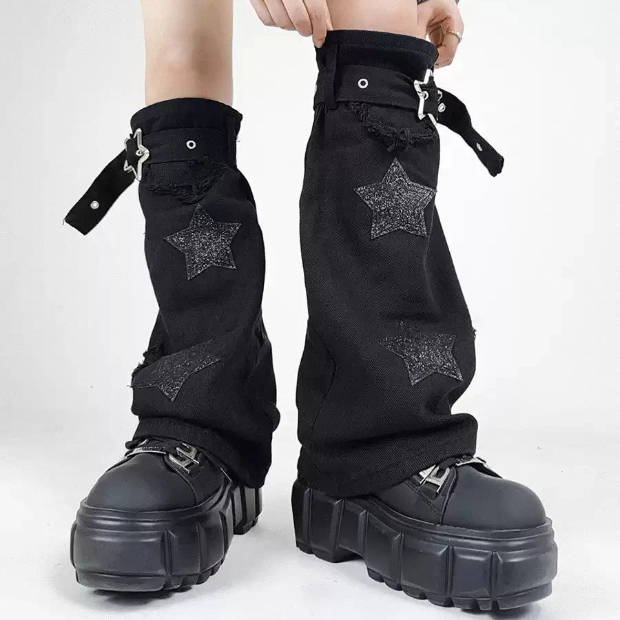 Star-Buckle Denim Slouch Leg Warmers product image 5