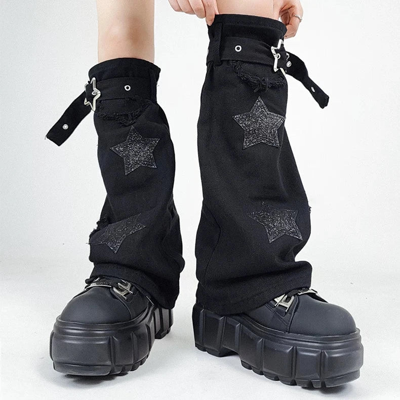 Star-Buckle Denim Slouch Leg Warmers product image 6