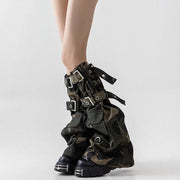 Distressed Camo Strap Over-Knee Leg Warmers product image 4
