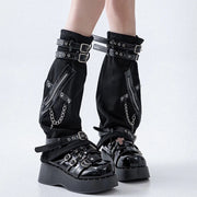 Black Zip Buckle Denim Leg Warmers product image 4