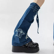 Sequin Star Denim Leg Warmers product image 4