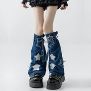 Sequin Star Denim Leg Warmers product image 2