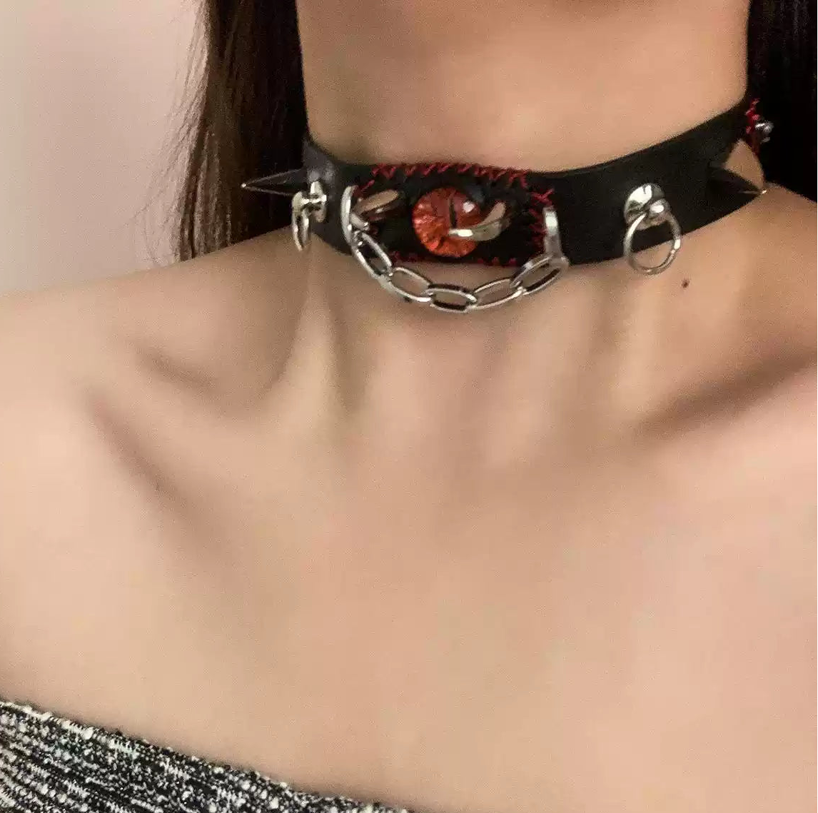 Devil Eye Leather Gothic Choker product image 3