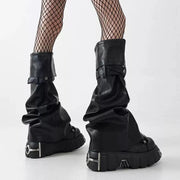 Black Zip Buckle PU Leg Warmers product image 4