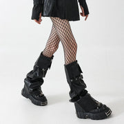Black Zip Buckle PU Leg Warmers product image 5