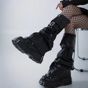 Black Zip Buckle PU Leg Warmers product image 6