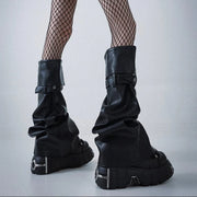 Black Zip Buckle PU Leg Warmers product image 7