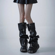 Black Zip Buckle PU Leg Warmers product image 8