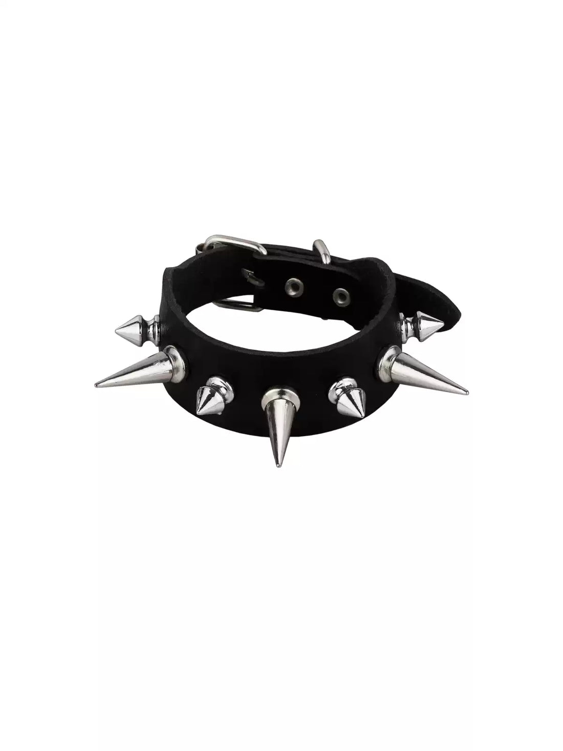 Conical Spike Leather Punk Cuff front view