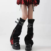 Plaid Denim Strap Leg Warmers product image 1