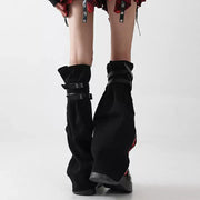 Plaid Denim Strap Leg Warmers product image 4